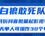 白狼敢死队最新抖音短视频批量起影视号（一天单人可操作30个号）视频课程-铭创资源库