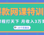 爆款网课特训营，一套课程打天下，网课变现的10个实操法，月收入3万到10万-铭创资源库
