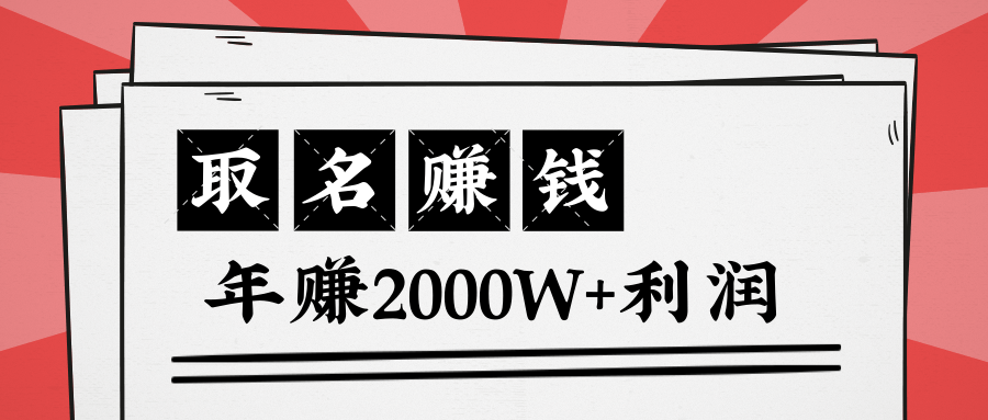 王通：不要小瞧任何一个小领域，取名技能也能快速赚钱，年赚2000W+利润-铭创资源库