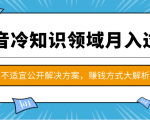 抖音冷知识领域月入过万项目，不适宜公开解决方案 ，抖音赚钱方式大解析！-铭创资源库