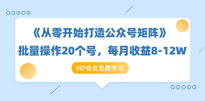 《从零开始打造公众号矩阵》批量操作20个号，每月收益大概8-12W（44节课）-铭创资源库