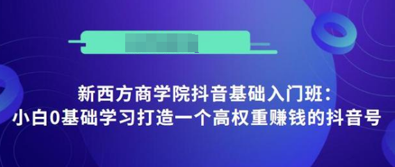 抖音基础入门班：小白0基础学习打造一个高权重赚钱的抖音号-铭创资源库