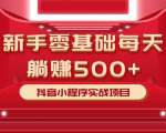 最新小白赚钱项目,零基础每天躺赚500+抖音小程序实战项目-铭创资源库