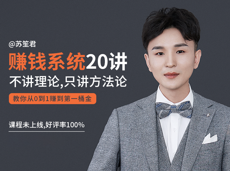 苏笙君的赚钱系统20课 教你从0到1赚到你的第一桶金（不讲理论，只讲方法论）-铭创资源库