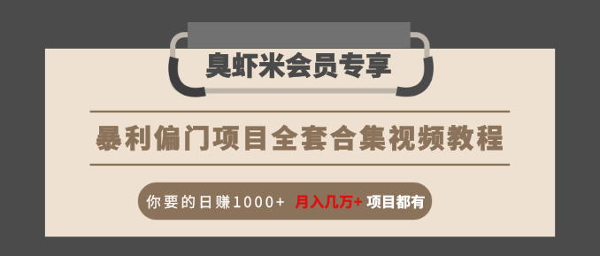 暴利偏门项目全套合集视频教程：你要的日赚1000+月入几万+项目都有-铭创资源库