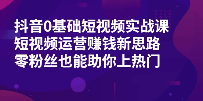 抖音0基础短视频实战课，短视频运营赚钱新思路，零粉丝也能助你上热门-铭创资源库