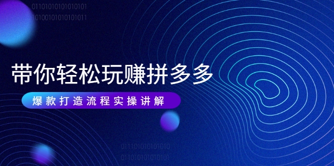 带你轻松玩赚拼多多：花的少 赚的多 爆款更简单 爆款打造流程实操讲解-铭创资源库