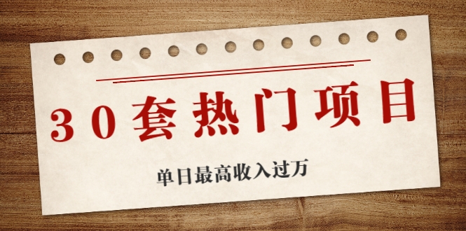 30套热门项目：单日最高收入过万 (网赚项目、朋友圈、涨粉套路、抖音、快手)等-铭创资源库