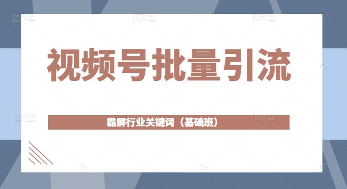 视频号批量引流，霸屏行业关键词（基础班）全面系统讲解视频号玩法-铭创资源库