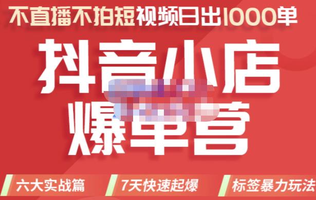 推易电商·2022年抖音小店爆单营，不直播、不拍短视频、日出1000单，暴力玩法-铭创资源库