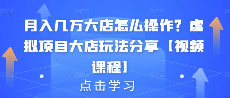 月入几万大店怎么操作？虚拟项目大店玩法分享【视频课程】-铭创资源库