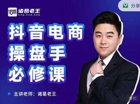 诸葛老王-抖音电商操盘手必修课：顶层设计，​起号破局，爆款运营，数据分析-铭创资源库
