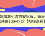 高端精准引流方案拆解,每天轻松获得100+粉丝【视频课程】-铭创资源库