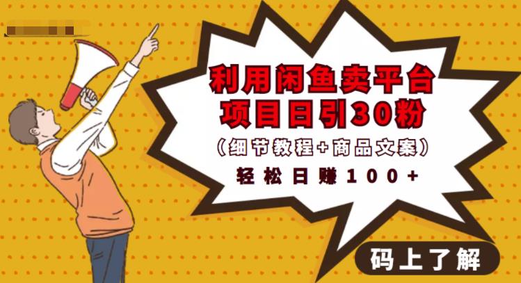 利用闲鱼卖平台项目课程资源日引流30+精准粉丝，轻松日赚100+，积累人脉可实现二次变-铭创资源库