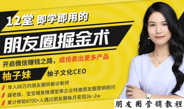 【营销必学】12堂学之即用的朋友圈掘金术：开启你的副业赚钱之路-铭创资源库