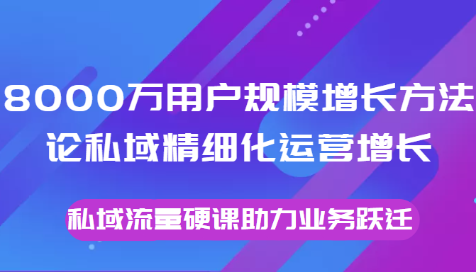8000万用户规模增长方法论私域精细化运营增长，私域流量硬课助力业务跃迁-铭创资源库