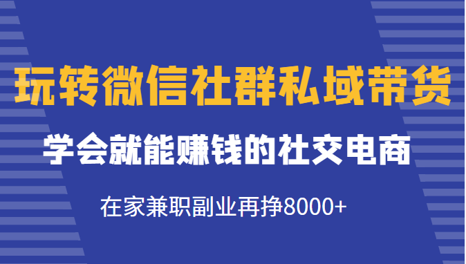 玩转微信社群私域带货，学会就能赚钱的社交电商，在家兼职副业再挣8000+-铭创资源库