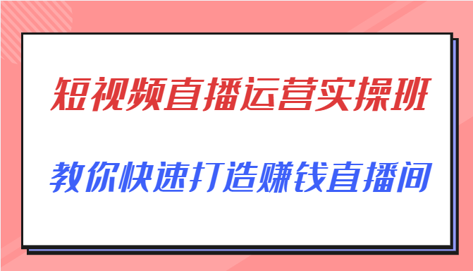 短视频直播运营实操班，直播带货精细化运营实操，教你快速打造赚钱直播间-铭创资源库