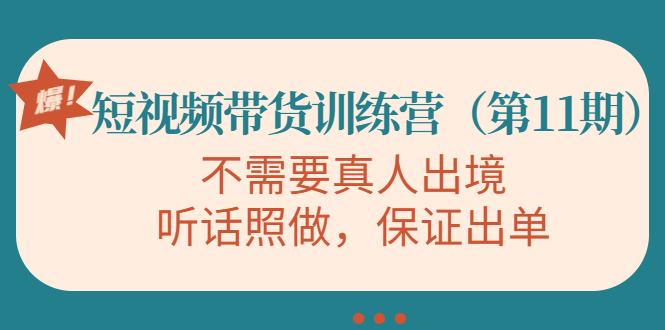 视频带货训练营，不需要真人出境，听话照做，保证出单（第11期）-铭创资源库