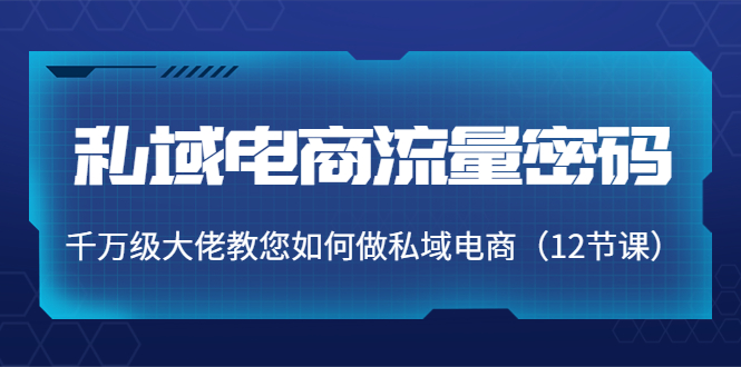私域电商流量密码：千万级大佬教您如何做私域电商（12节课）-铭创资源库