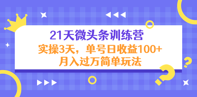 21天微头条训练营，实操3天，单号日收益100+月入过万简单玩法-铭创资源库