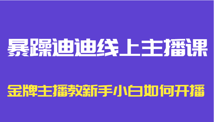 暴躁迪迪线上主播课，金牌主播教新手小白如何开播-铭创资源库