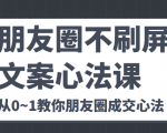 朋友圈不刷屏文案心法课 人人都要懂的商业逻辑 从0~1教你朋友圈成交心法-铭创资源库