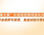 “毒文案”抖音短视频项目玩法,小程序拿图即可变现,复盘经验分享给大家-铭创资源库