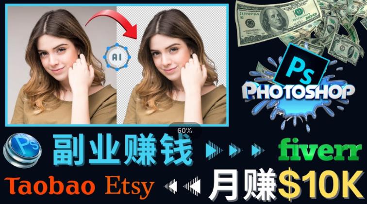 掌握PS修图技能，月赚5000美元以上–利用Adobe Photoshop赚钱的3种途径-铭创资源库