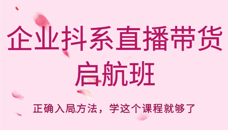 企业抖系直播带货启航班，正确入局方法，学这个课程就够了-铭创资源库