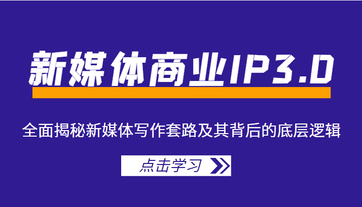 新媒体商业IP3.0，全面揭秘新媒体写作套路及其背后的底层逻辑（价值1299元）-铭创资源库