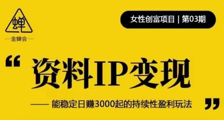 资料IP变现，能稳定日赚3000起的持续性盈利玩法-铭创资源库