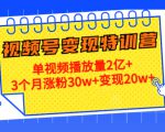 21天视频号变现特训营:单视频播放量2亿+3个月涨粉30w+变现20w+(第14期)-铭创资源库
