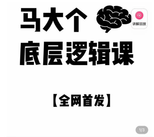 马大个·底层逻辑课，51节底层逻辑智慧课-价值1980元-铭创资源库