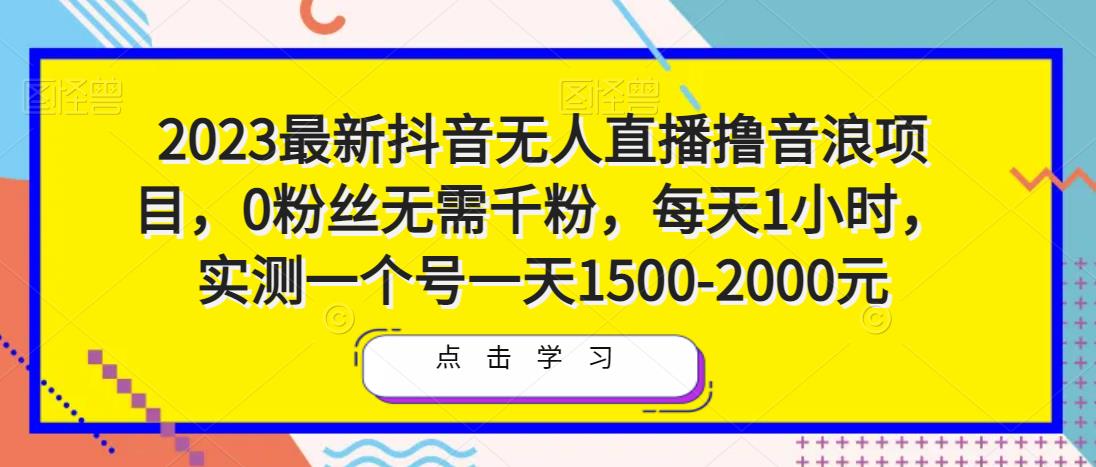 2023最新抖音无人直播撸音浪项目，0粉丝无需千粉，每天1小时，实测一个号一天1500-2000元-铭创资源库