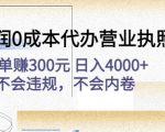 高利润0成本代办营业执照项目:一单赚300元日入4000+不会违规,不会内卷-铭创资源库