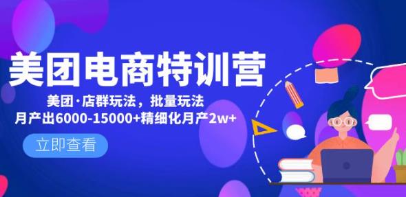 美团电商特训营：美团·店群玩法，无脑铺货月产出6000-15000+精细化月产2w+-铭创资源库