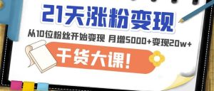 21天精准涨粉变现干货大课：从10位粉丝开始变现月增5000+变现20w+-铭创资源库
