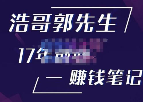 浩哥郭先生17年创业赚米笔记，打开你对很多东西的认知，让你知道原来赚钱或创业不单单是发力就行-铭创资源库
