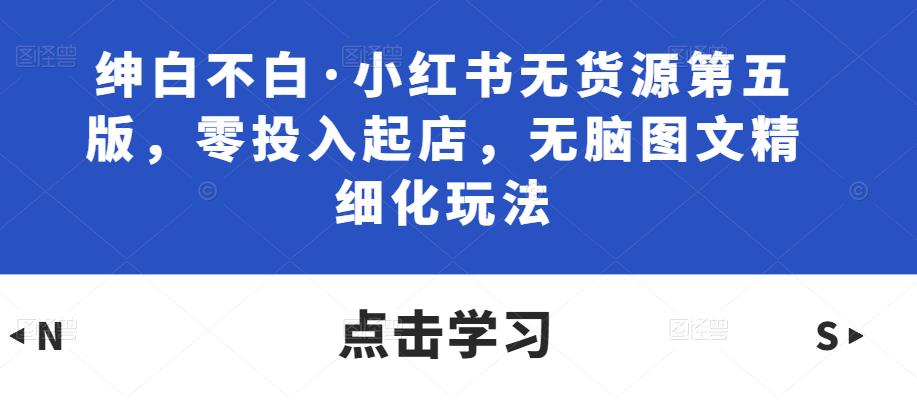 绅白不白·小红书无货源第五版，零投入起店，无脑图文精细化玩法-铭创资源库