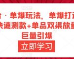 万相台·单爆玩法，单爆打造流程+单品快速测款+单品双渠放量+単品巨量引爆-铭创资源库