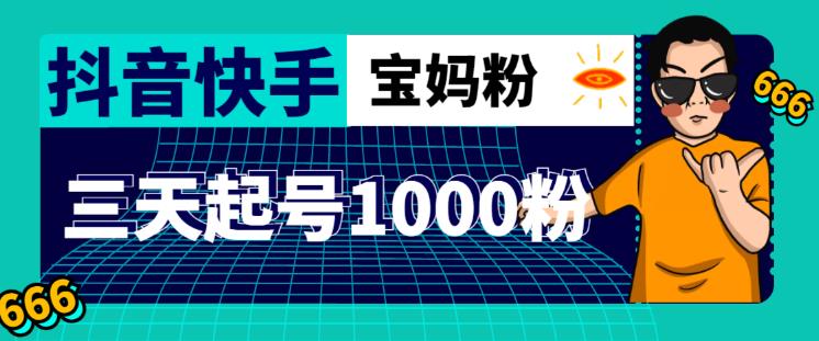 抖音快手三天起号涨粉1000宝妈粉丝的核心方法【详细玩法教程】-铭创资源库