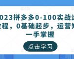 2023拼多多0-100实战运营教程，0基础起步，运营知识一手掌握-铭创资源库