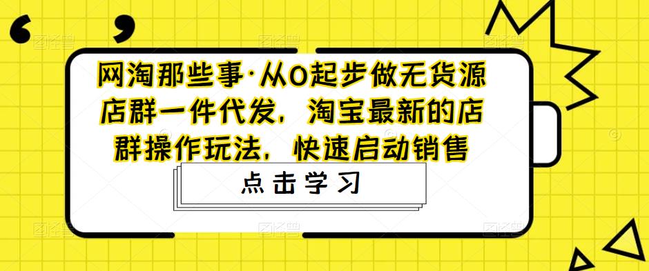 网淘那些事·从0起步做无货源店群一件代发，淘宝最新的店群操作玩法，快速启动销售-铭创资源库