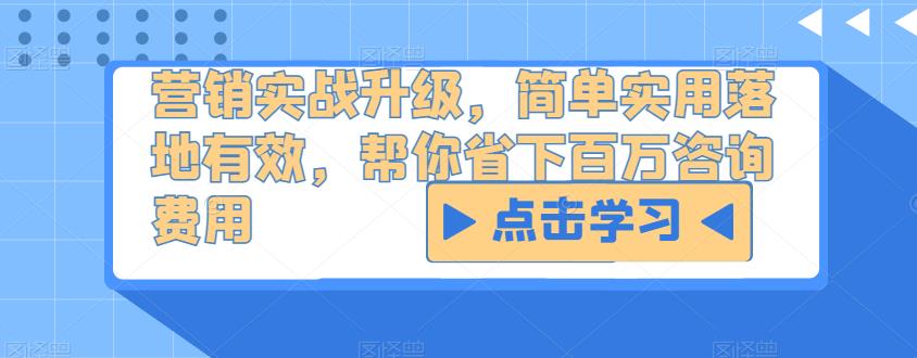 营销实战升级，简单实用落地有效，帮你省下百万咨询费用-铭创资源库