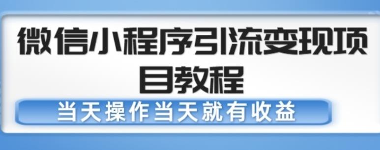 微信小程序引流变现项目教程，当天操作当天就有收益，变现不再是难事-铭创资源库