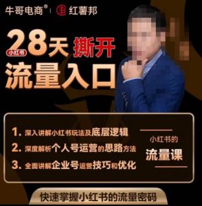 牛哥电商红薯邦28天撕开小红书流量入口,小红书运营系列课,快速掌握小红书的流量密码-铭创资源库