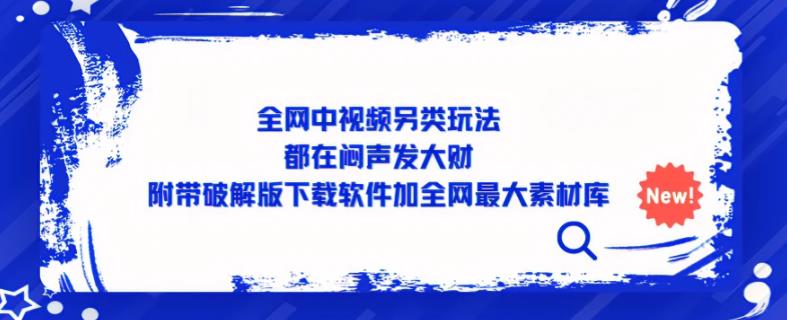 全网中视频另类玩法，都在闷声发大财，附带破解版下载软件加全网最大素材库-铭创资源库