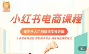小红书电商新手入门到精通实操课,从入门到精通做爆款笔记,开店运营-铭创资源库