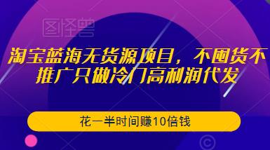 淘宝蓝海无货源项目，不囤货不推广只做冷门高利润代发，花一半时间赚10倍钱-铭创资源库